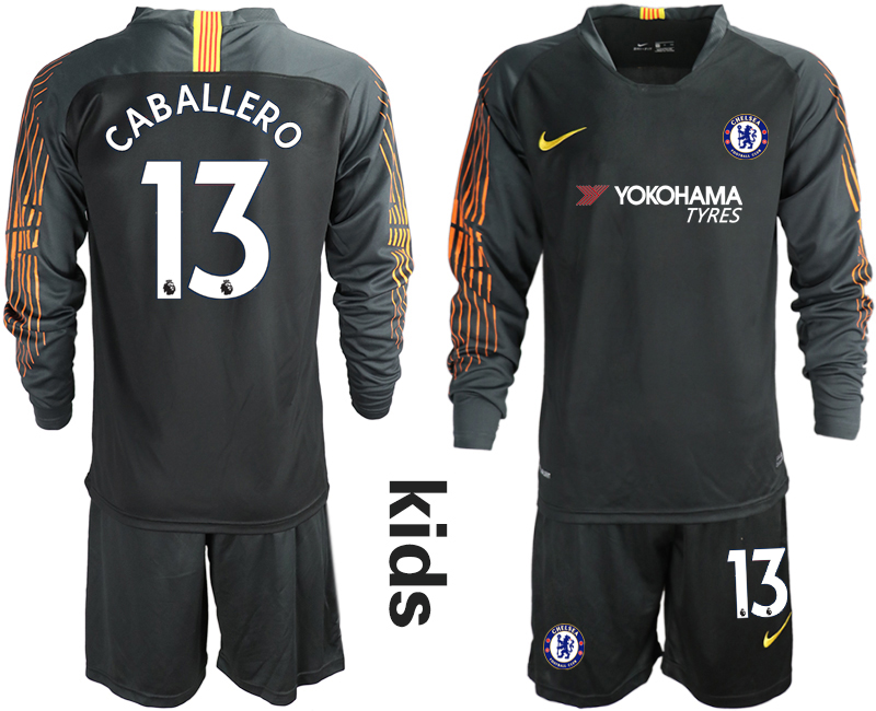 2018_2019 Club Chelsea black long sleeve Youth goalkeeper #13 soccer jerseys